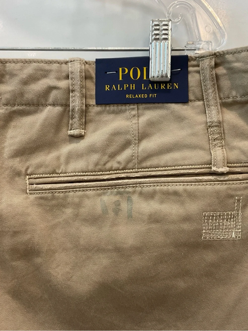 POLO Ralph Lauren KHAKI Distressed Repaired Relaxed Fit Chino Pants sz 38-30 T86